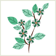 Blooming apple twig with flowers.