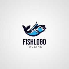 Simple fish mascot logo design