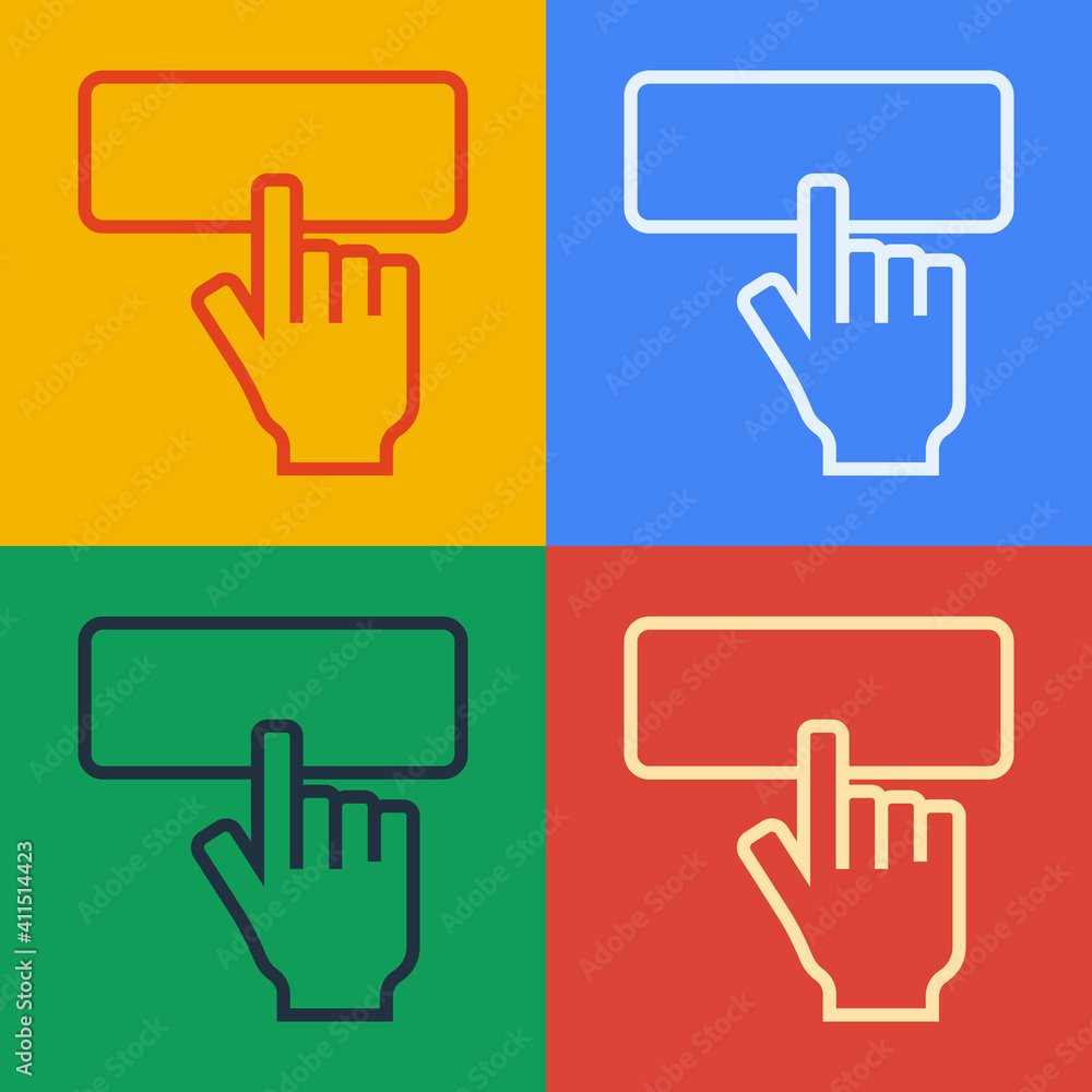 Poster pop art line computer keyboard icon isolated on color background. pc component sign. vector.