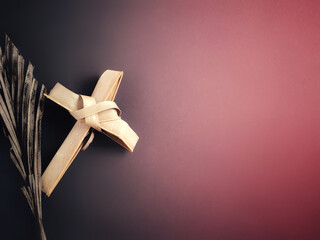 Lent Season,Holy Week and Good Friday Concepts - image palm cross in vintage background. Stock...