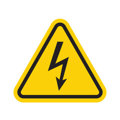 High voltage sign in yellow triangle. Symbol warning danger. Isolated vector illustration on white illustration