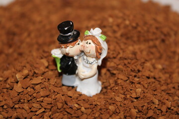 bride and groom in coffee