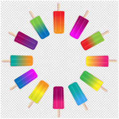 Color Ball Ice Cream Transparent Background With Gradient Mesh, Vector Illustration