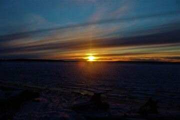 Fototapeta premium sunset over the lake