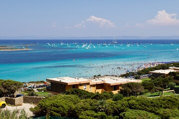 Panoramic view of La pelosa beach, Stintino, Sardegna, italy