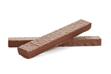 sweet chocolate waffles on white background