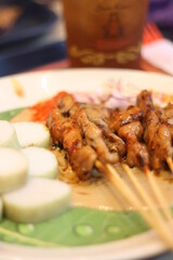 grilled chicken skewer satay