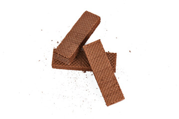sweet chocolate waffles on white background