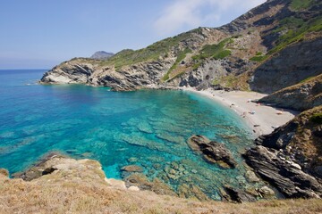 view of the Sardinian coast with la frana beach, Argentiera, Sardegna, italy 