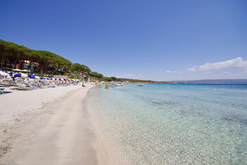 White sand beach and turquoise sea water, le bombarde beach, Alghero, Sardegna, italy 