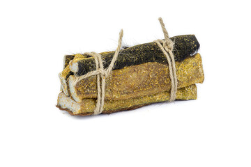 Salty buffalo skins isolated on a white background