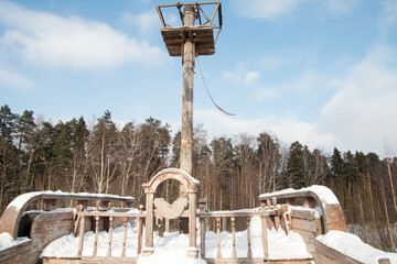 The back of an old wooden ship. Winter and snow © Светлана Высокос