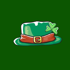 cartoon hand drawn saint patriks hat isolated on green background. st. patriks day sticker
