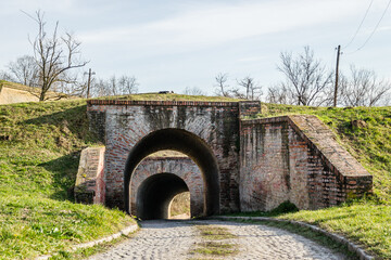 Fototapeta premium One of the many entrance gates at the Petrovaradin Fortress in Novi Sad, Serbia 