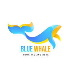 Colorful Whale Bird Logo. Gradient Style Logo template