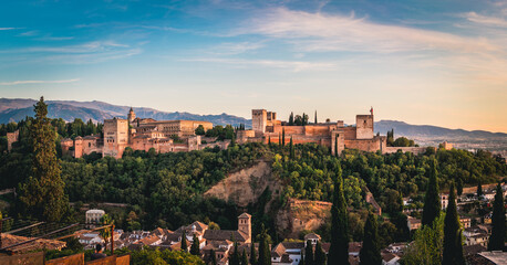Fototapeta premium View on Alhambra at sunset, Granada, Spain