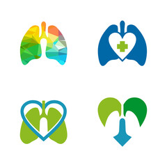 Lung health care and medical logo design template