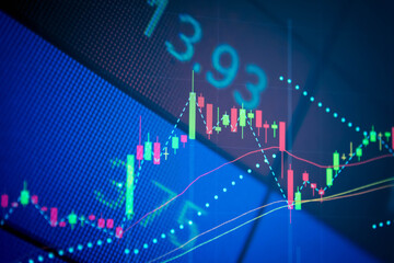 Forex market background, trading on the currency market Forex. Currency exchange rate for world...