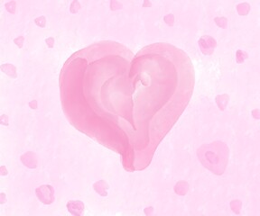 Sweet pink illustration love day concept or valentines day or mothers day  Hand painted watercolor background