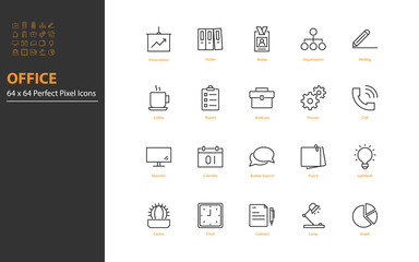 set of business thin line icons, work, job, office, workplace