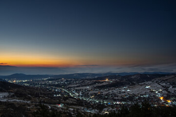 Beautiful sunrise in the Ukrainian mountain village