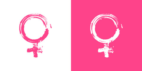 Female Gender Symbol Hand Drawn Brush Stroke Style Vector Icon