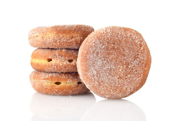 closeup pile of paczki donuts