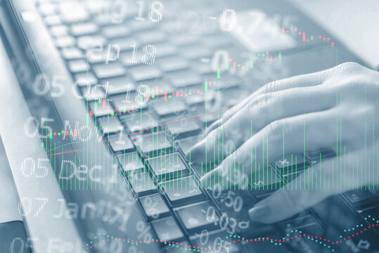 Forex market background, trading on the currency market Forex. Currency exchange rate for world currency: US Dollar, Euro, Frank, Yen. Financial, money, global finance, stock market background.