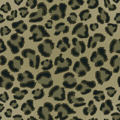 Fototapeta premium Full seamless leopard cheetah texture animal skin pattern vector. Khaki Green Design for textile fabric printing. Suitable for fashion use.