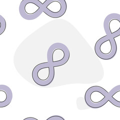 Vector image sign of infinit cartoon style on seamless pattern on a white background.