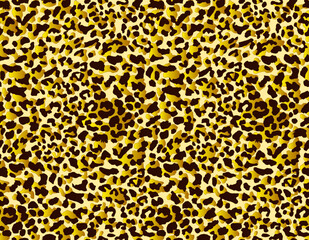 Full seamless leopard cheetah animal skin pattern. Yellow design for women textile fabric printing. Suitable for trendy fashion use.