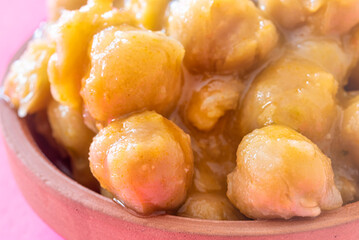 Macro of cooked chickpeas