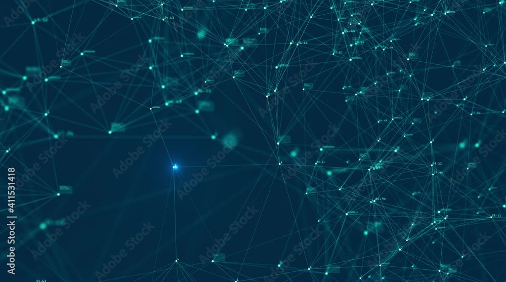 Poster technology connection digital big data concept. abstract of digital data flow on blue background. tr