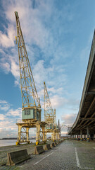 Vintage cranes in the old port of Antwerp