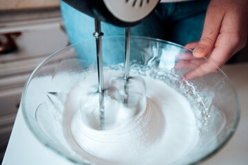 the mixer whips up the protein