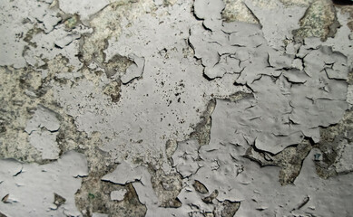Layered texture of old paint. White flaky surface of whitewash falling out. Retro effect for poster aging.