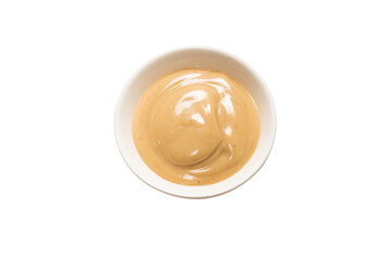 Mushroom sauce in a bowl isolated on white background.