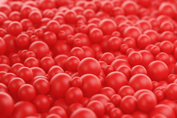 Many red balls for children at the playground. 