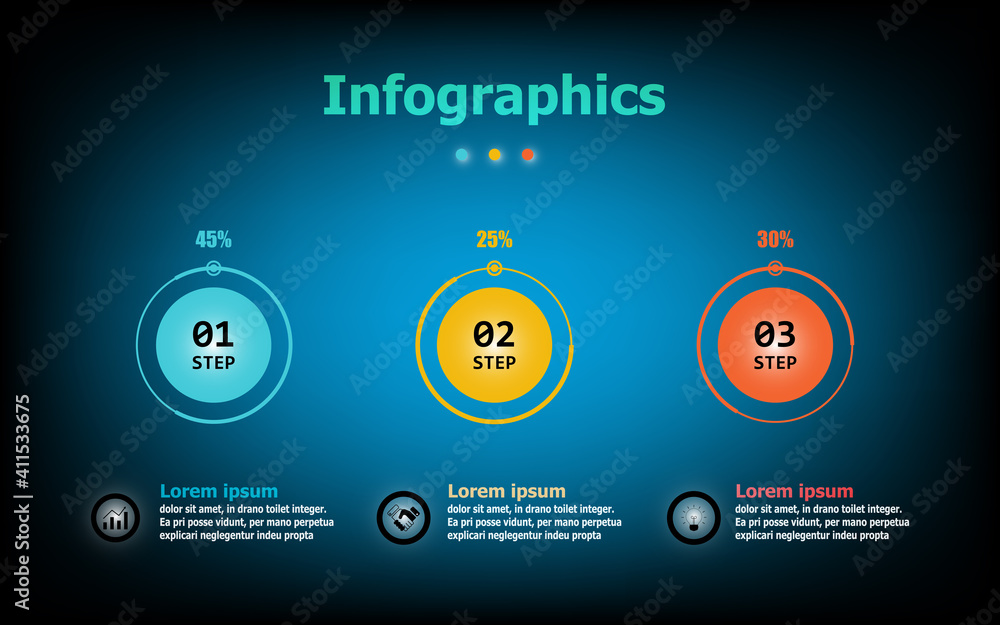 Fototapete timeline infographic vector design 3 element and number options. presentation business infographic t