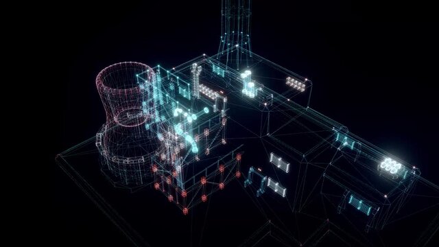 Digital Nuclear Station Hud Hologram 4k. High quality 4k footage