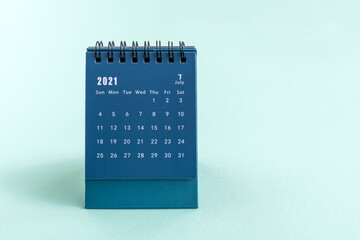 July 2021 desk calendar on white background