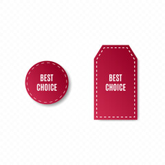 Best choice red ribbon isolated. Giveaway tags or labels for social media post.
