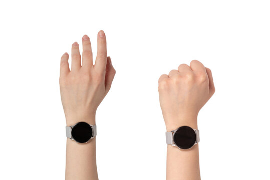 Smart Watch On Woman Hand Isolated