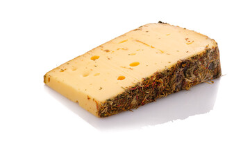 Cheese from cow with wild flowers