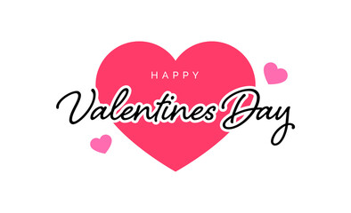 Happy Valentine's Day Logo or Banner Vector Template with love Hearts and Typography Text
