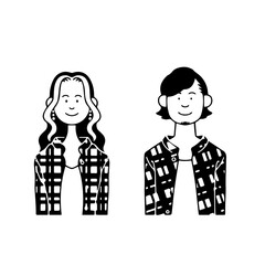 柄シャツの男女