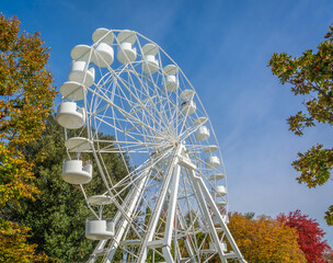 Ferris wheel in Bardolino Harbour, Bardolino on Garda lake, Veneto region, northern Italy - october...
