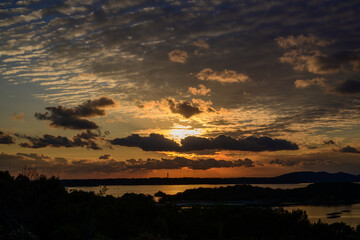 英虞湾の夕焼け空