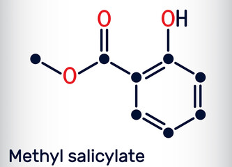Methyl salicylate, wintergreen oil molecule. It is methyl ester of salicylic acid, flavouring agent, metabolite, insect attractant. Skeletal chemical formula