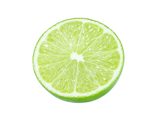 Lime cut piece isolated on a white background with clipping path, element of packaging design. Full depth of field..